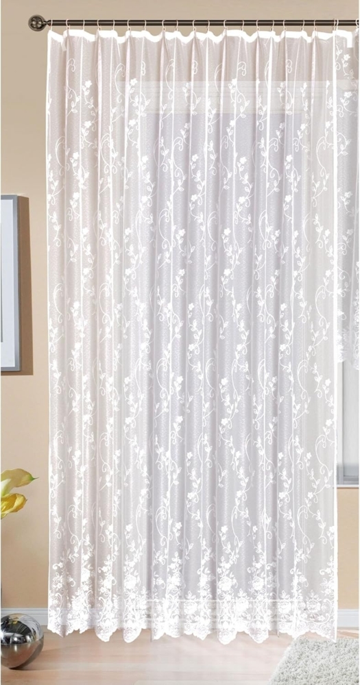 Gardinenbox Gardine, Kräuselband (1 St), transparent, Store Jacquard Mainz Universalband Blumenmuster 13144 Bild 1