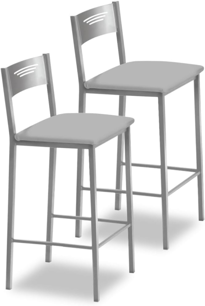 ASTIMESA Zwei hohe Küchenhocker, 60 cm, Kunstleder, Grau Bild 1