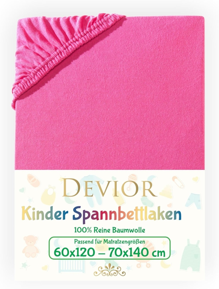 Devior Spannbettlaken Kinder Spannbetttuch 60x120 - 70x140 cm Bettlaken Tuch 100% Baumwolle, Jersey, Gummizug: Rundumgummizug, Matratzen Bezug bis 12cm Matratzenhöhe Bild 1