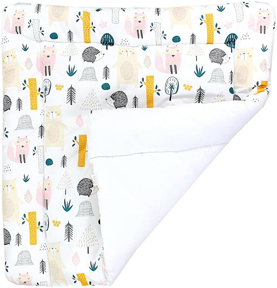 TupTam Baby Wickeltischauflage mit Baumwollbezug Gemustert, Farbe: Waldtiere, Größe: 70x50 cm Bild 1