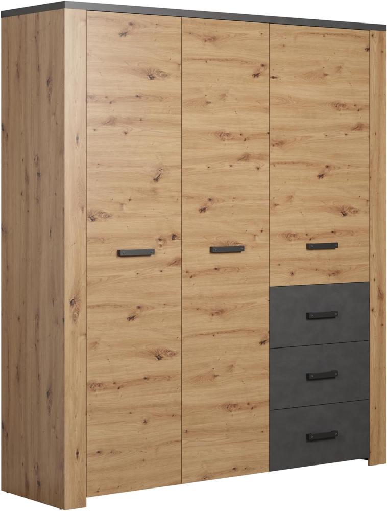 Kleiderschrank Follow in Eiche Artisan und grau 170 cm Bild 1