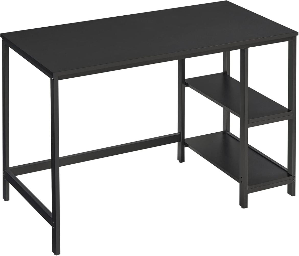 Vasagle Schreibtisch im Industrie-Design, mit 2 Ablagen auf der rechten oder linken Seite, Stahlgestell, Schwarz, 120 x 60 x 75 cm Bild 1