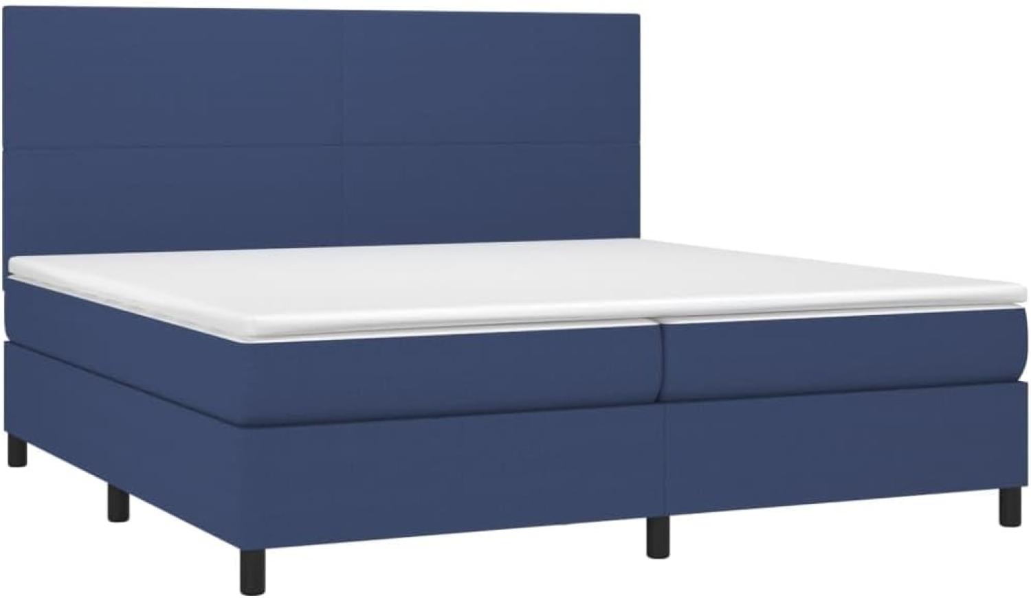 vidaXL Boxspringbett mit Matratze Blau 200x200 cm Stoff, Härtegrad: H2 [3141647] Bild 1