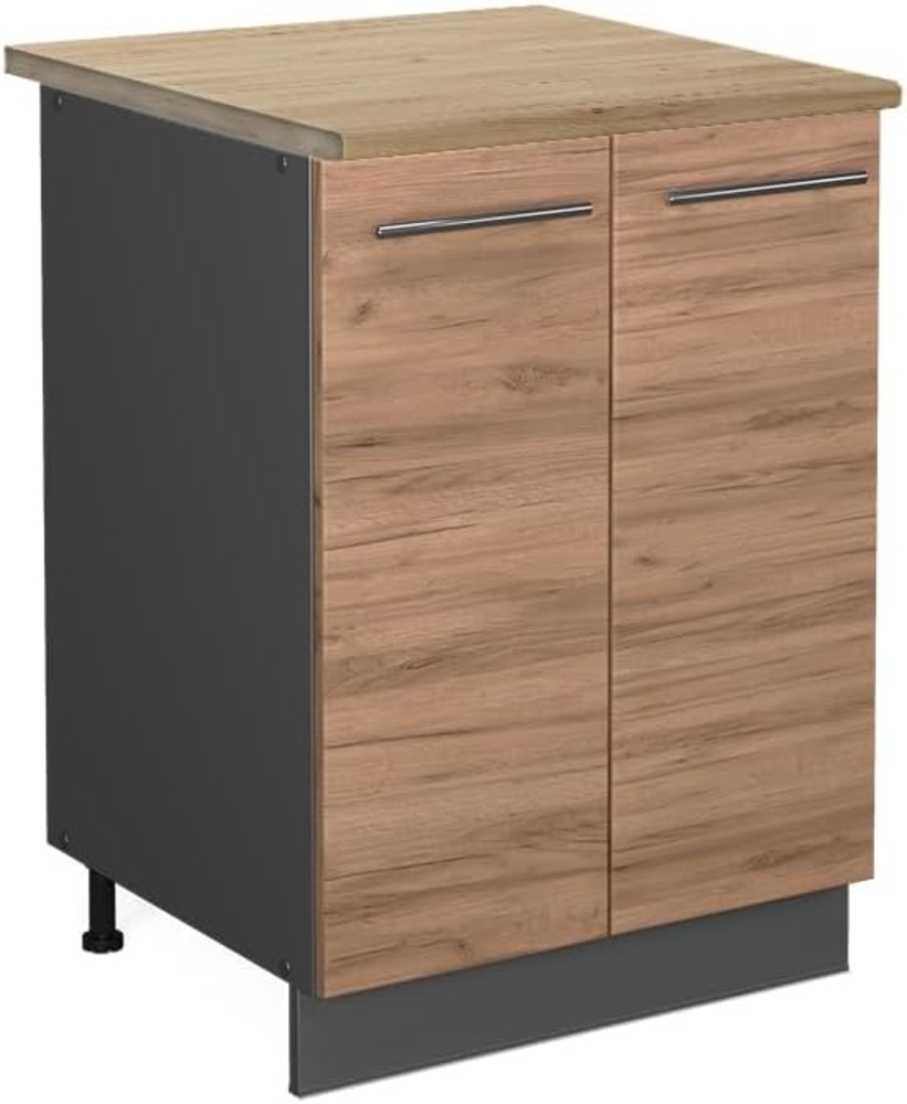 Vicco Küchenunterschrank Fame-Line, Goldkraft Eiche/Anthrazit, 60 cm, AP Eiche Bild 1