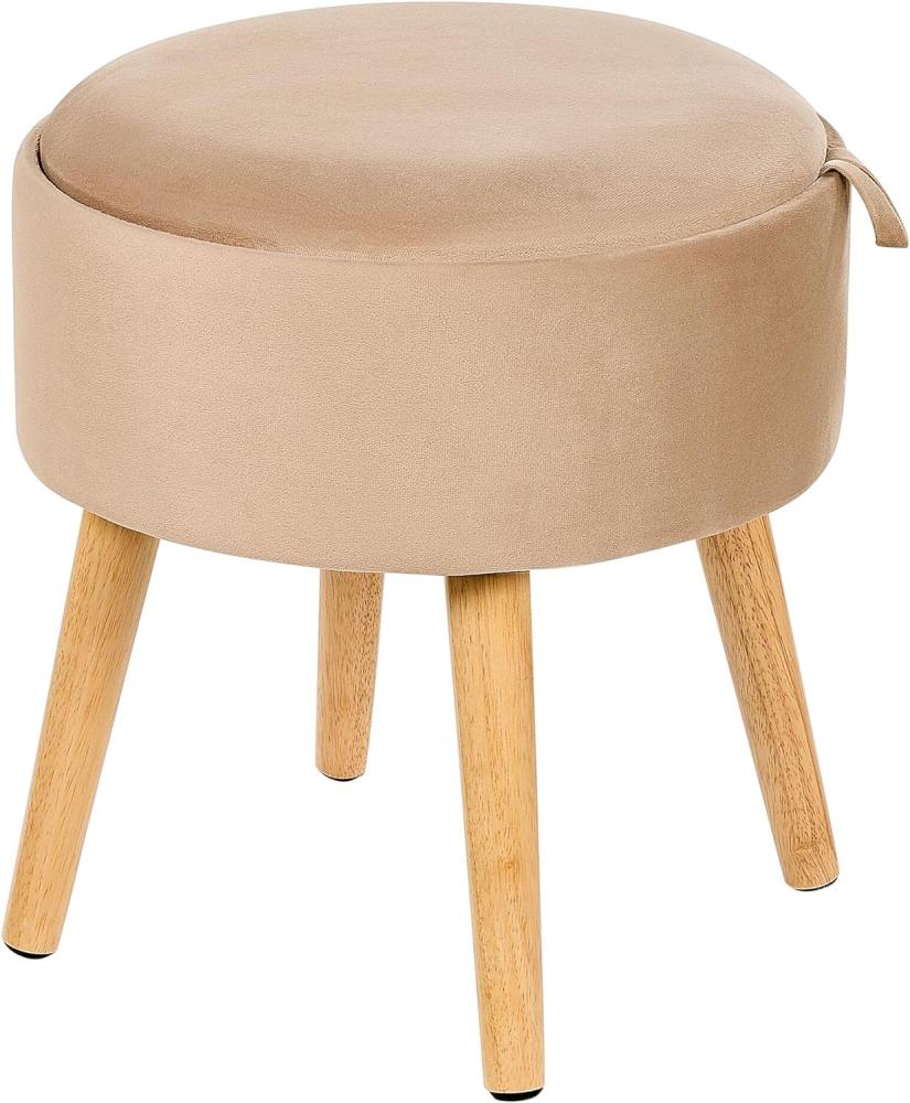 Hocker NEELY Beige Samtstoff Bild 1