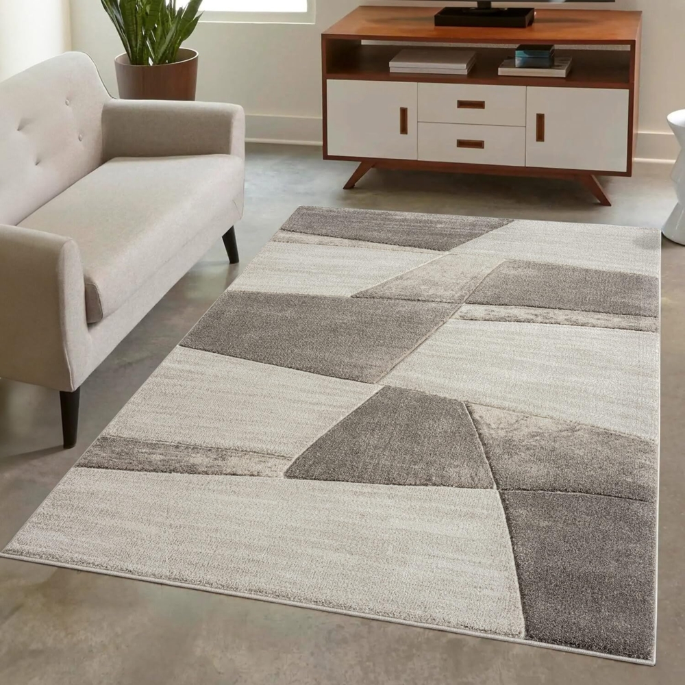 Carpet City Teppich BONITO9053, rechteckig, Höhe: 11 mm, Flachflor, Hochtief-Muster/ 3D-Effekt, Geo-Muster, für Wohnzimmer Bild 1