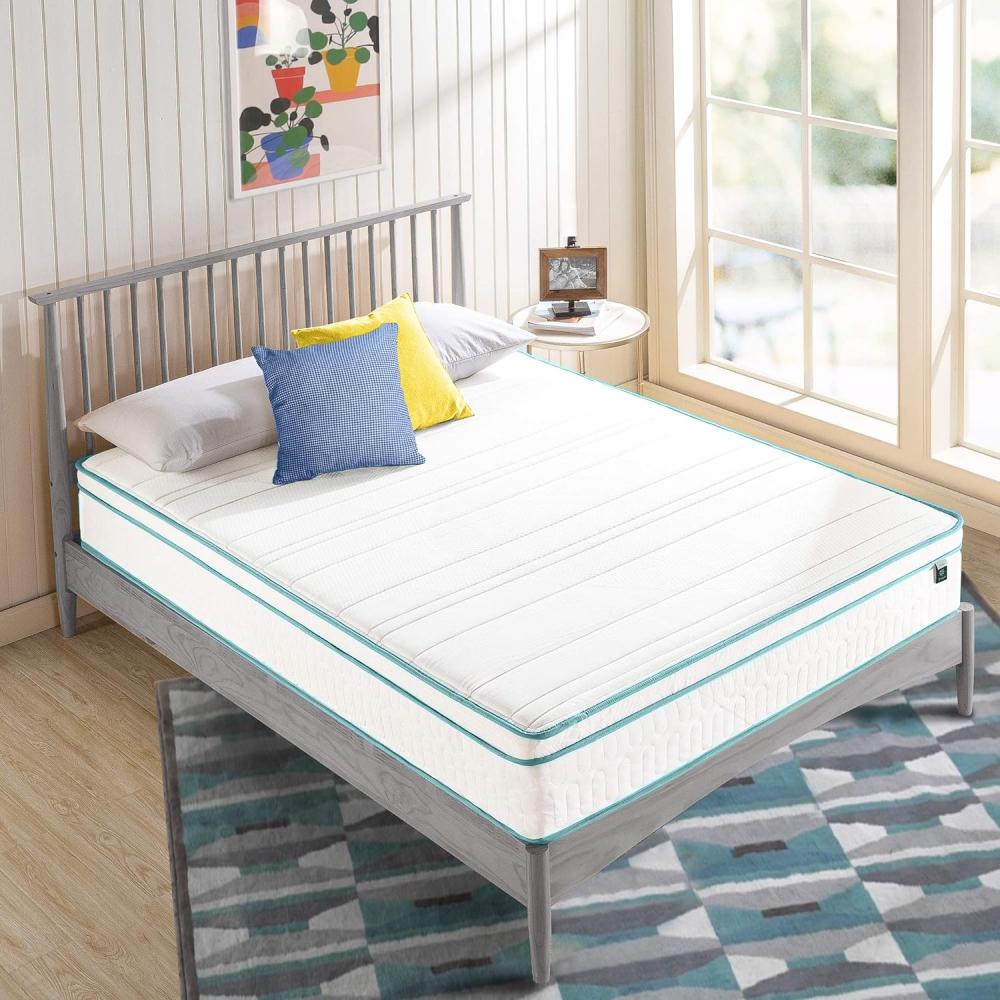 Zinus 25,5 cm Mint Green Memory Foam Hybrid Spring Mattress, Weiß, 180 x 200 x 25,5 cm Bild 1