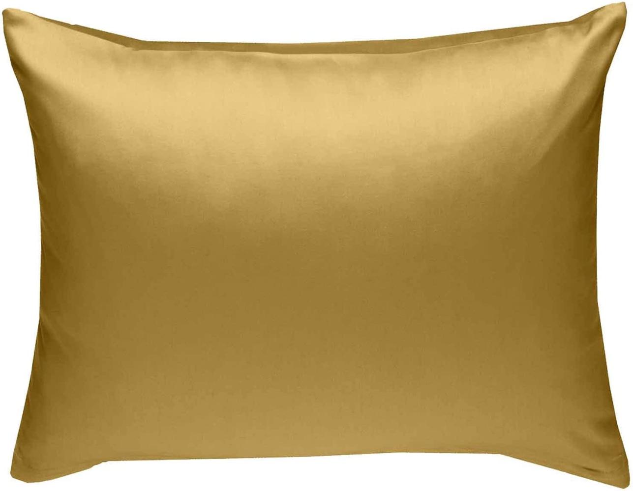 Bettwaesche-mit-Stil Mako-Satin / Baumwollsatin Bettwäsche uni / einfarbig gold Kissenbezug 70x90 cm Bild 1