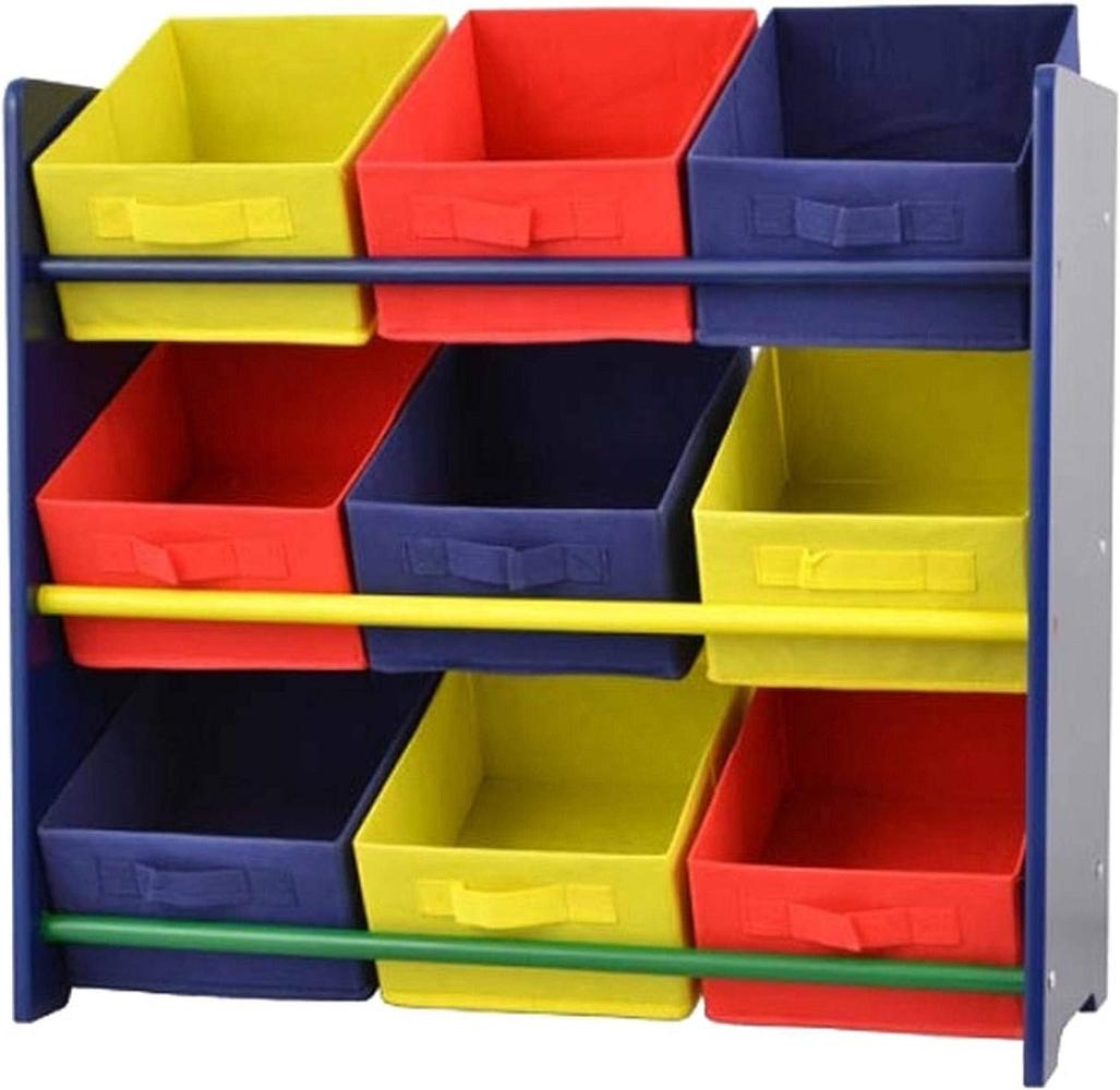 Buntes Kinderregal Regal für Kinder, Holz, 9 Ablageflächer, mit Boxen Bild 1