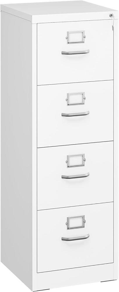 YITAHOME Aktenschrank Abschließbar, Metall Aktenschränke mit 4 Schubladen für A4, Legal, Letter, Anti-Kippen Büroschrank mit Cue-Kartenschlitz für Home-Office, Weiß, 45. 8 x 45 x 133cm Bild 1