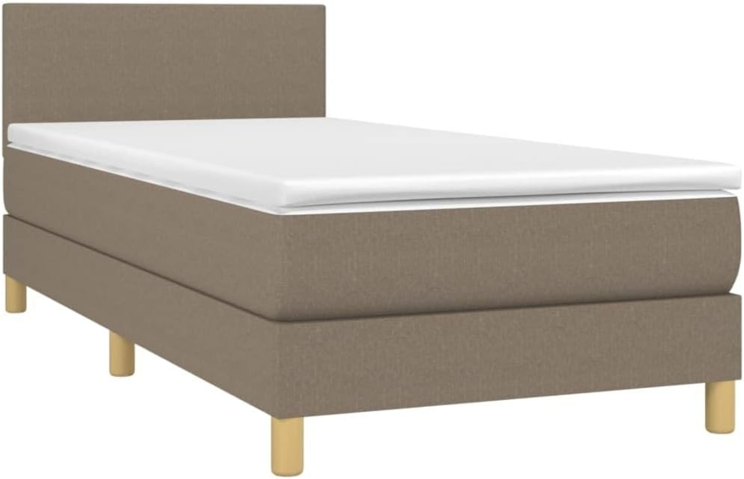 vidaXL Boxspringbett mit Matratze Taupe 100x200 cm Stoff 3140437 Bild 1