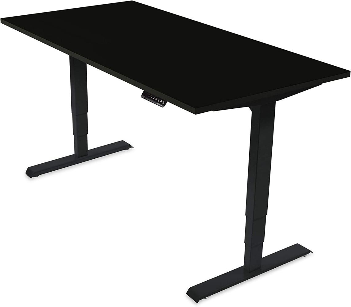 Ergotopia® Elektrisch höhenverstellbarer Schreibtisch | 5 Jahre Garantie | Ergonomischer Steh-Sitz Tisch mit Memory Funktion | Beugt Rückenschmerzen vor (120x80 cm, Schwarz, Gestell Schwarz) Bild 1