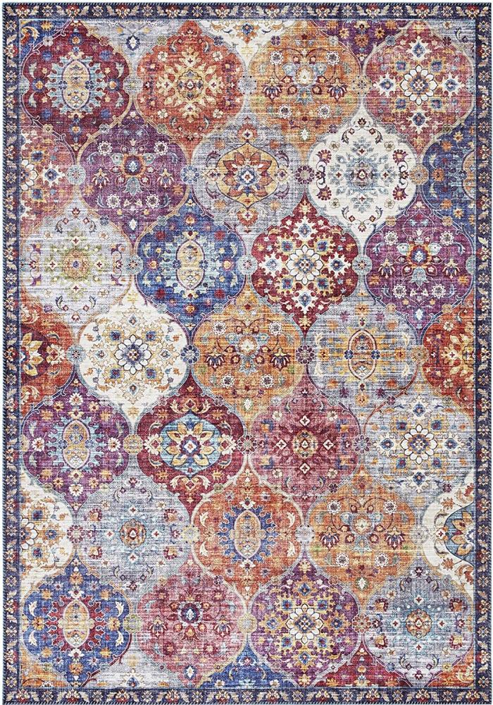 Kurzflor Teppich Kashmir Ghom Bunt - 160x230x0,7cm Bild 1