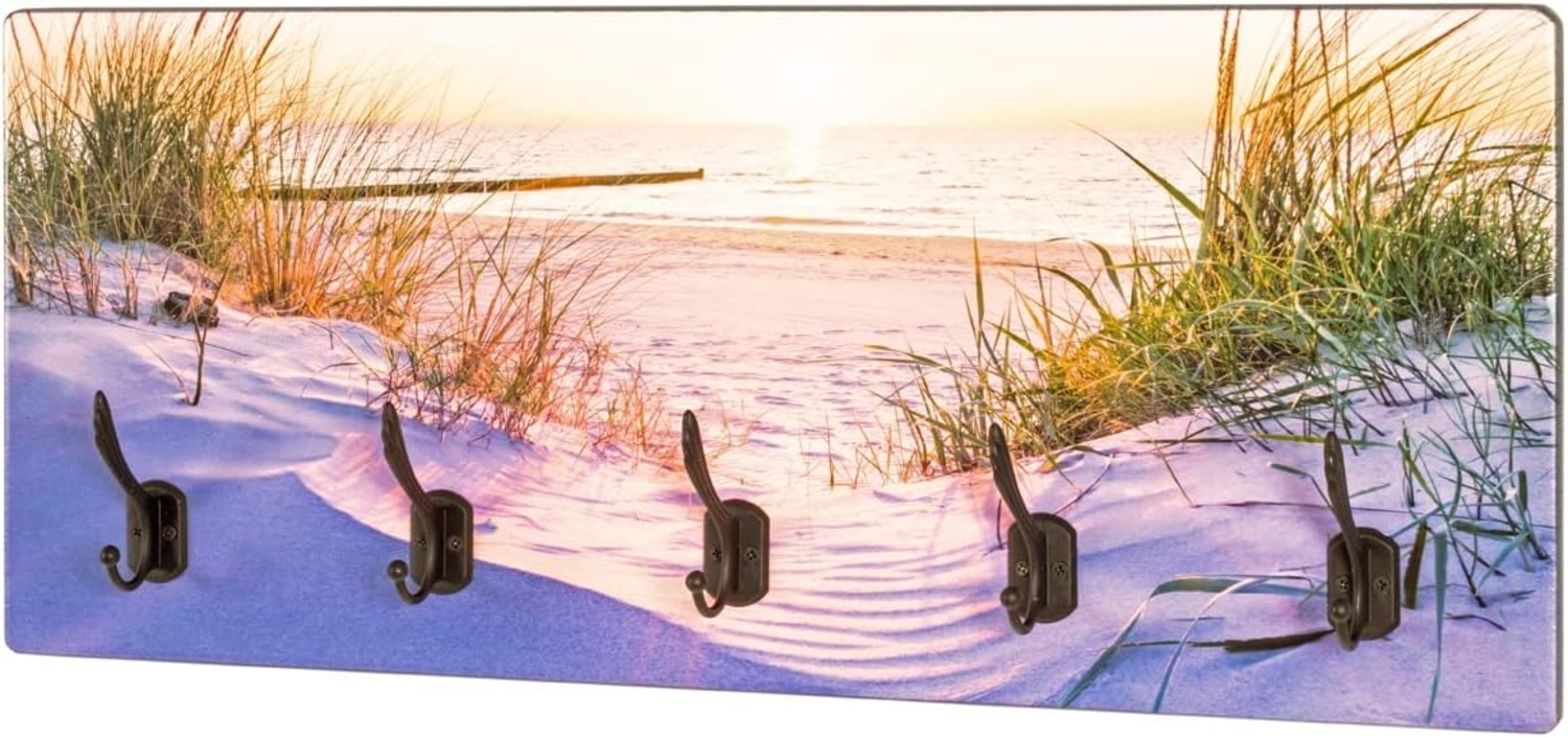 HAKU Möbel Wandgarderobe Motiv, schwarz, MDF, Metall - Maße: B 70 cm x H 30 cm x T 7 cm, Style: Modern Bild 1