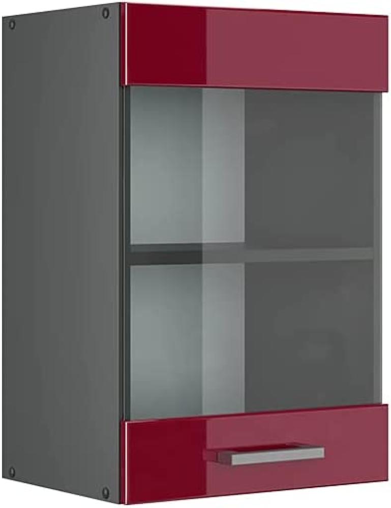 VICCO Küchenschrank R-Line Hängeschrank Unterschrank Küchenzeile Küchenunterschran Anthrazit (Bordeaux Hochglanz, Hängeglasschrank 40cm) Bild 1