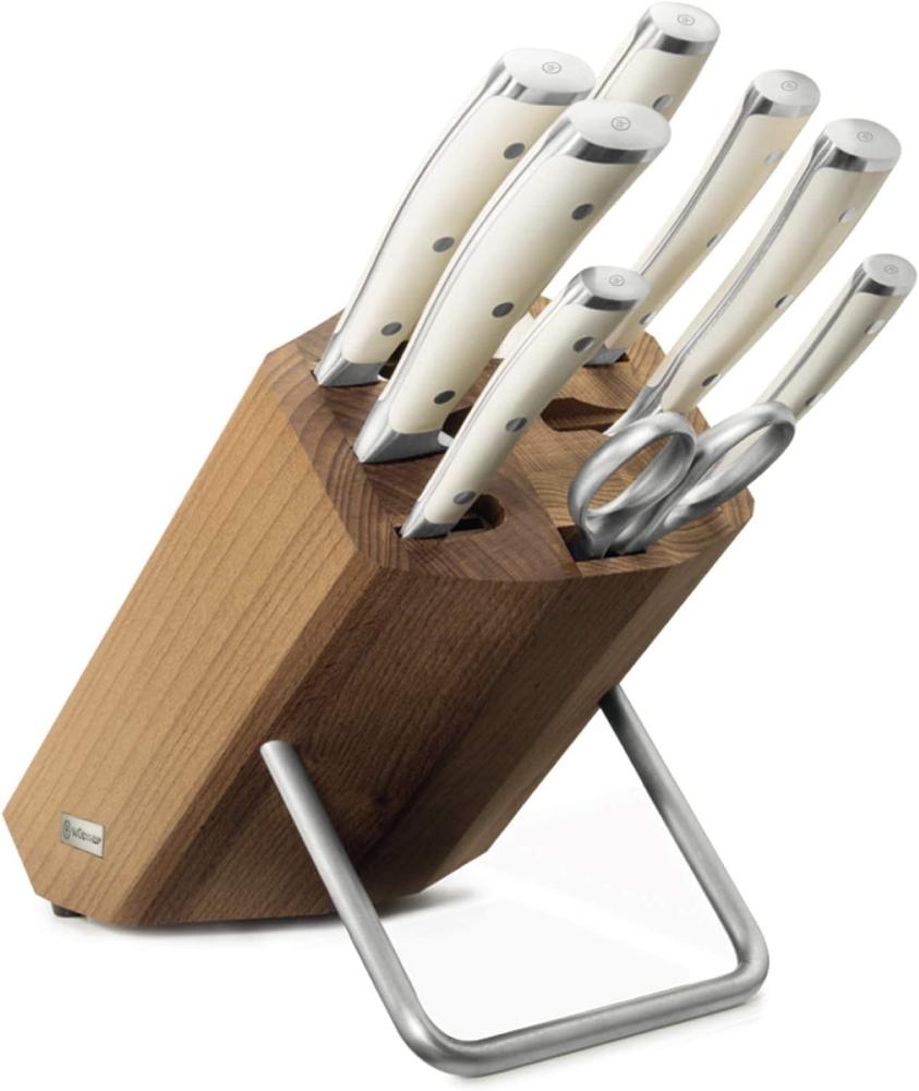 Wüsthof Messerblock 8-teilig, Classic Ikon Crème (1090470801), Design-Holzblock Buche, Kochmesser-Set weiß, 6 Küchenmesser, Wetzstahl, Schere Bild 1