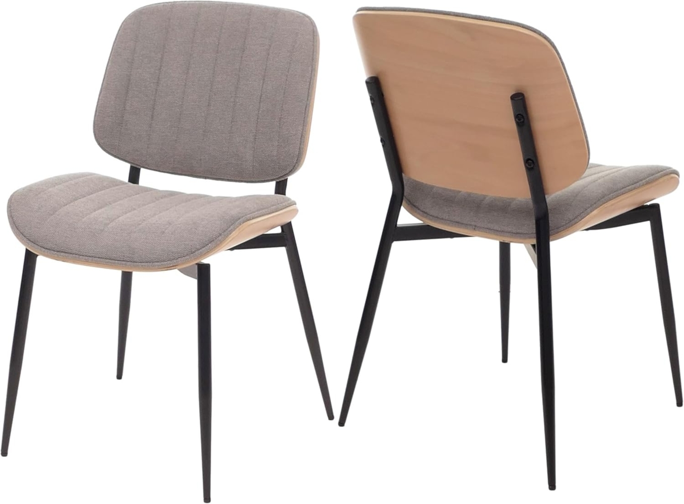 2er-Set Esszimmerstuhl HWC-O44, Küchenstuhl Stuhl, Bugholz Stoff (370g/m²) Öko-Tex FSC® ~ natur, hellgrau Bild 1