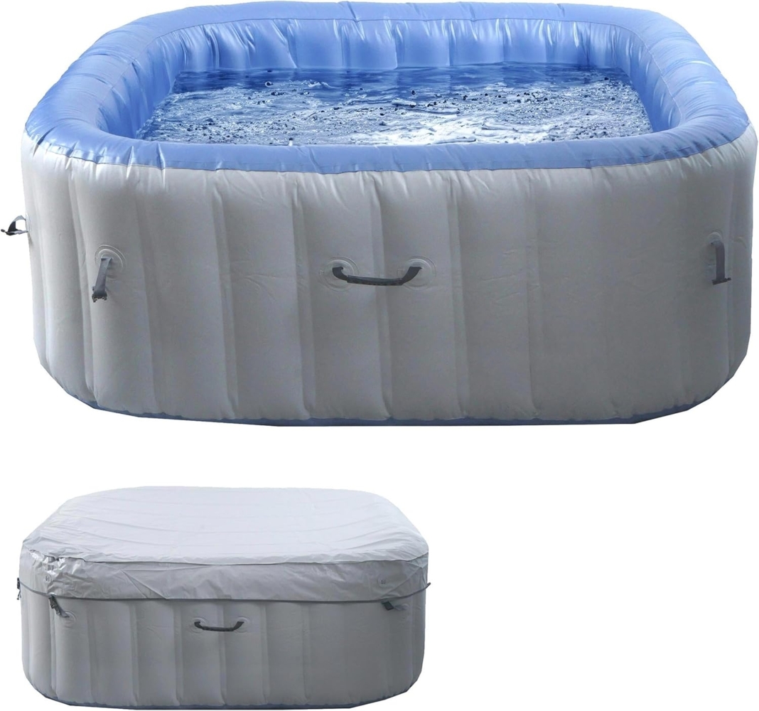 Whirlpool HWC-N97, Ersatz-Pool 5 Personen, In-/Outdoor aufblasbar PVC laminiert, eckig 180cm, grau-blau Bild 1