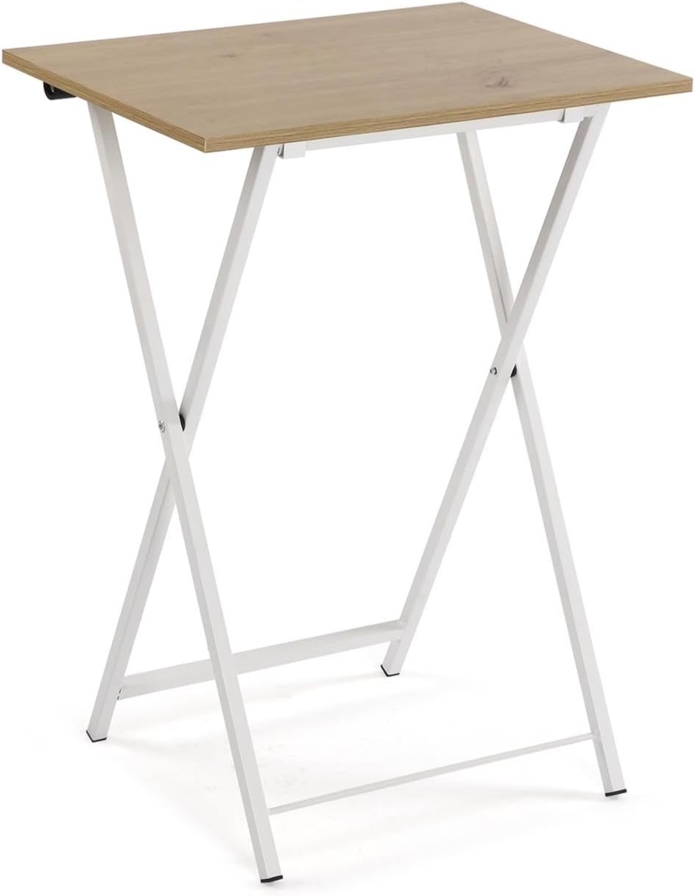 Versa klappbarer Beistelltisch im skandinavischen Stil, Maße (H x L x B) 65,5 x 37,5 x 47,5 cm, MDF-Holz, Metall, Braun Bild 1