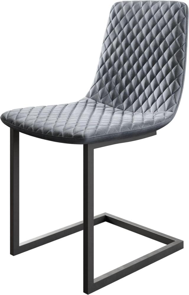 4-er-Set-Esszimmerstuhl Novi-Adesso Grau Samt Freischwinger Bild 1