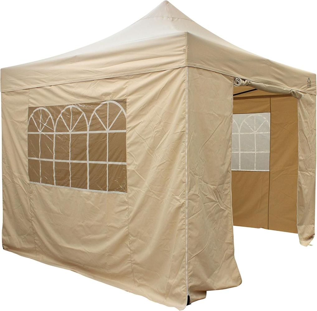 All Seasons Gazebos 2. 5x2. 5m vollständig wasserdichtes Faltpavillon mit 4 Seitenteilen - Beige Bild 1