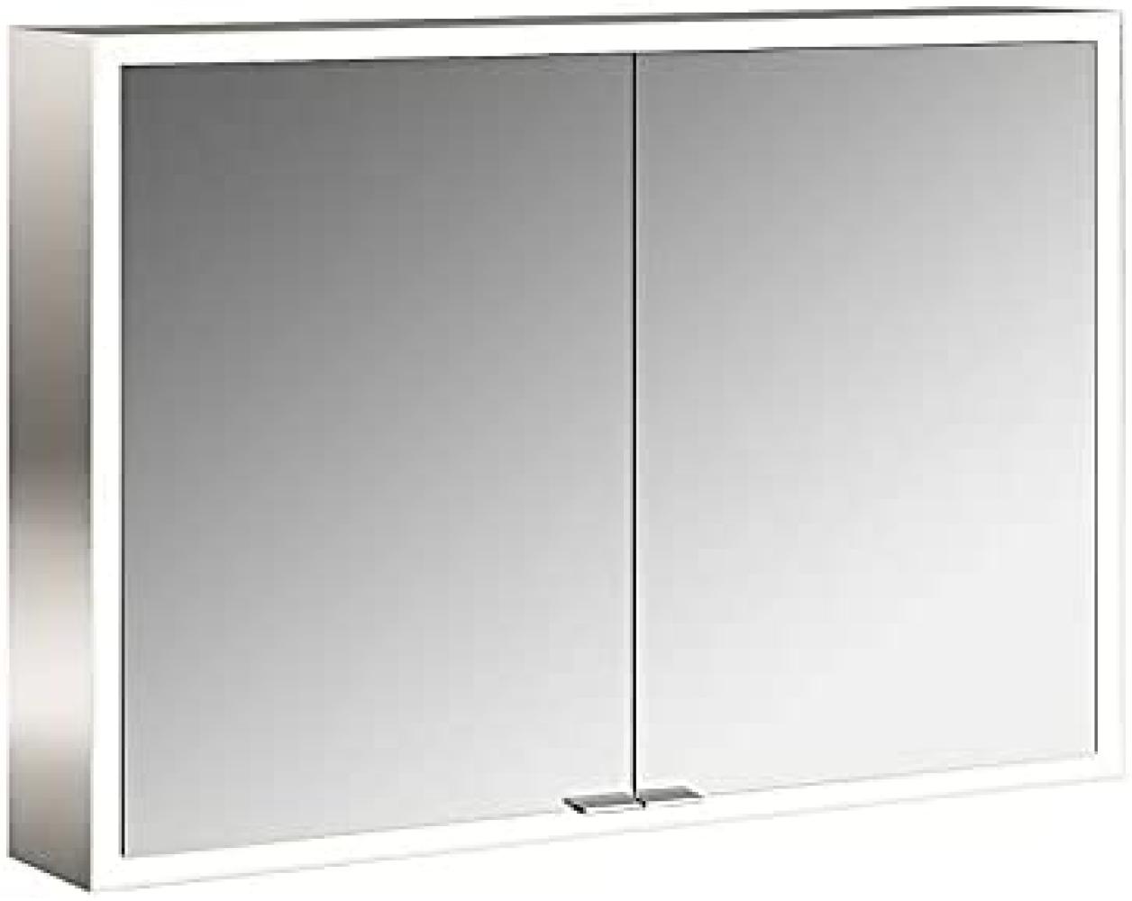 Emco asis prime Lichtspiegelschrank, Aufputzmodell, 2 Türen, mit Lichtpaket, 1000mm, Ausführung: Gehäuse Aluminium - Rückwand weiß - 949706183 Bild 1