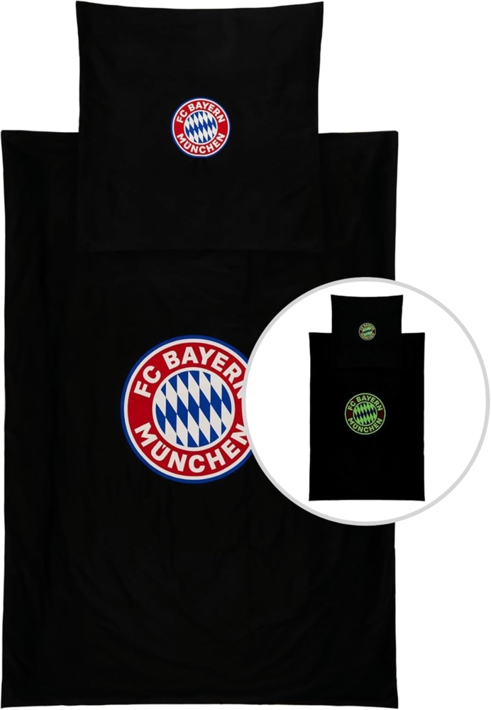 FC Bayern München Bettwäsche FC Bayern München Bettwäsche Glow in the dark Arena I 135x200, Baumwolle Bild 1