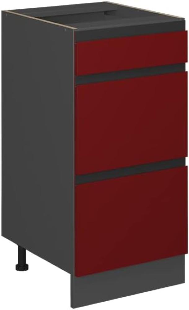 Vicco Schubladenunterschrank Küchenschrank Küchenmöbel R-Line J-Shape 40 cm modern (Anthrazit-Rot) Bild 1