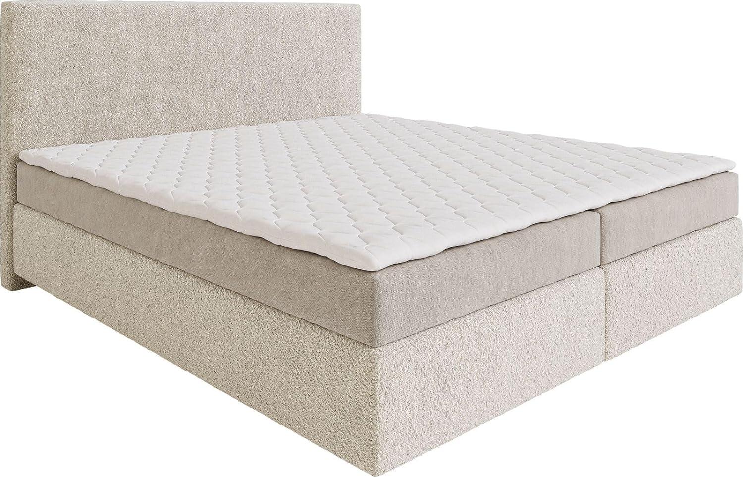 Boxspringbett Dream-Well 180x200 cm Bouclé Creme-Weiß mit Matratze und Topper Bild 1