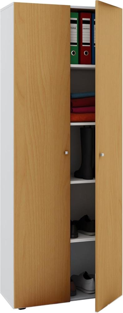 VCM Büroschrank Vandol 912181 Weiß / Buche B. 70 x H. 178 x T. 40 cm Bild 1