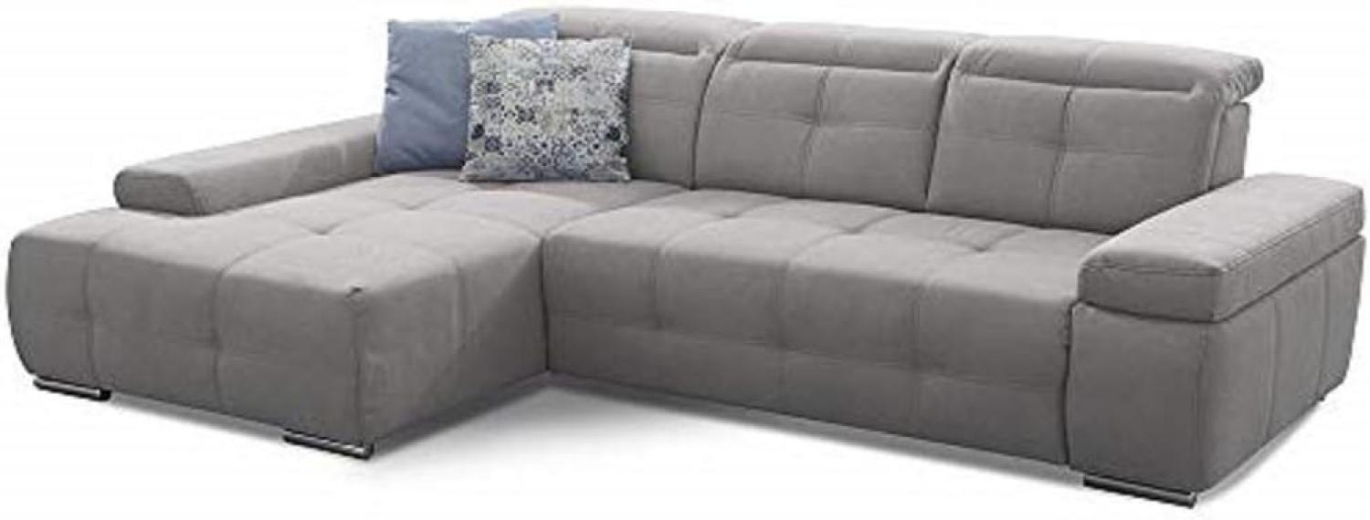 Cavadore Eckcouch Mistrel mit verstellbaren Kopfteilen, Ecksofa mit leichter Fleckentfernung dank Soft Clean, geeignet für Haushalte mit Kindern, Haustieren, 273 x 77 x 173, hellgrau Bild 1