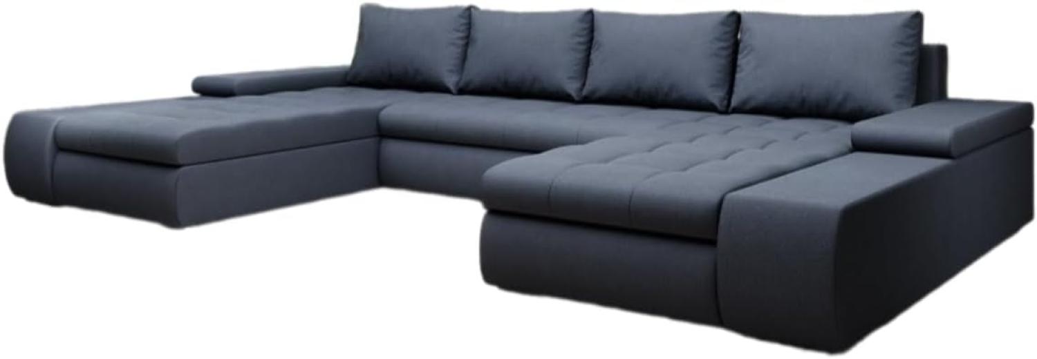 Designer Sofa Martino mit Schlaffunktion Stoff Blau Bild 1