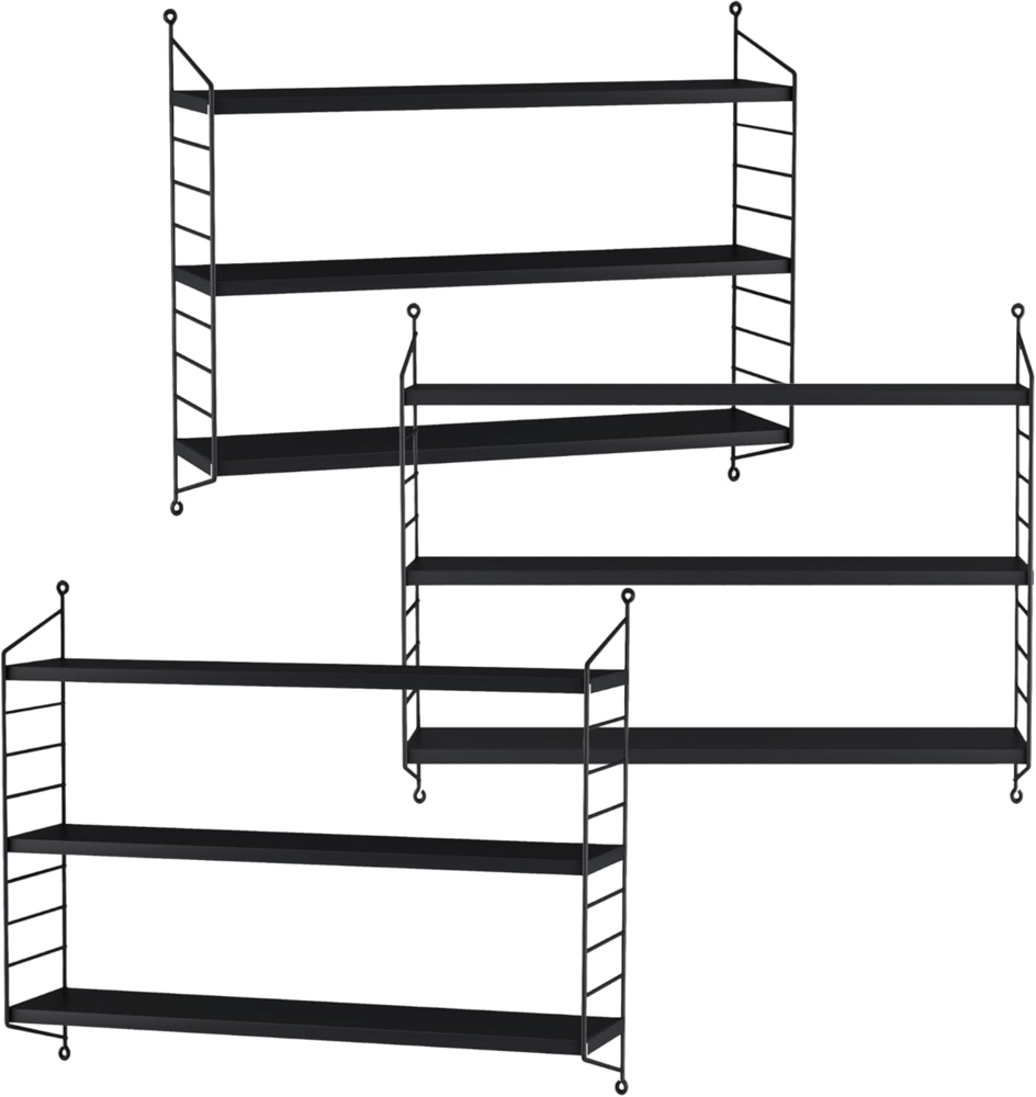 Modulares Wandregal Strängnäs 3er Set Schwarz [en. casa] Bild 1