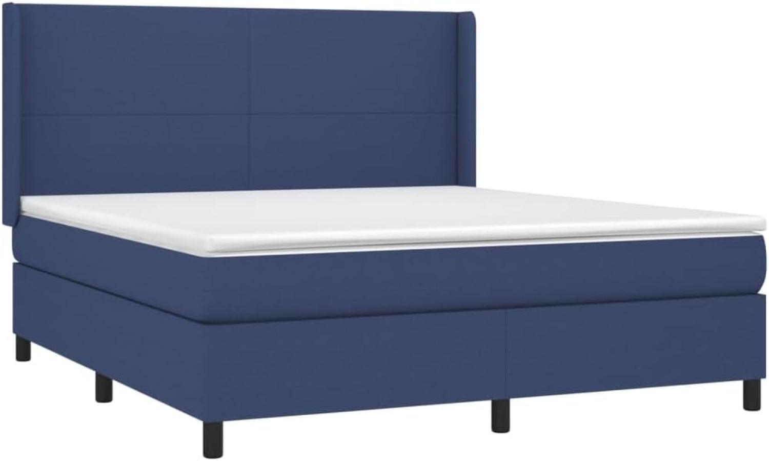 vidaXL Boxspringbett mit Matratze Blau 180x200 cm Stoff 3131295 Bild 1