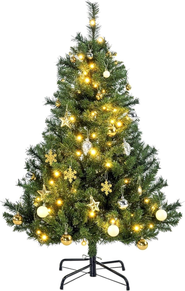 HOMCOM Künstlicher Weihnachtsbaum Tannenbaum mit Deko 80 LEDs 307 Spitzen, Tannen, 75x120 cm (BxH), grün Bild 1