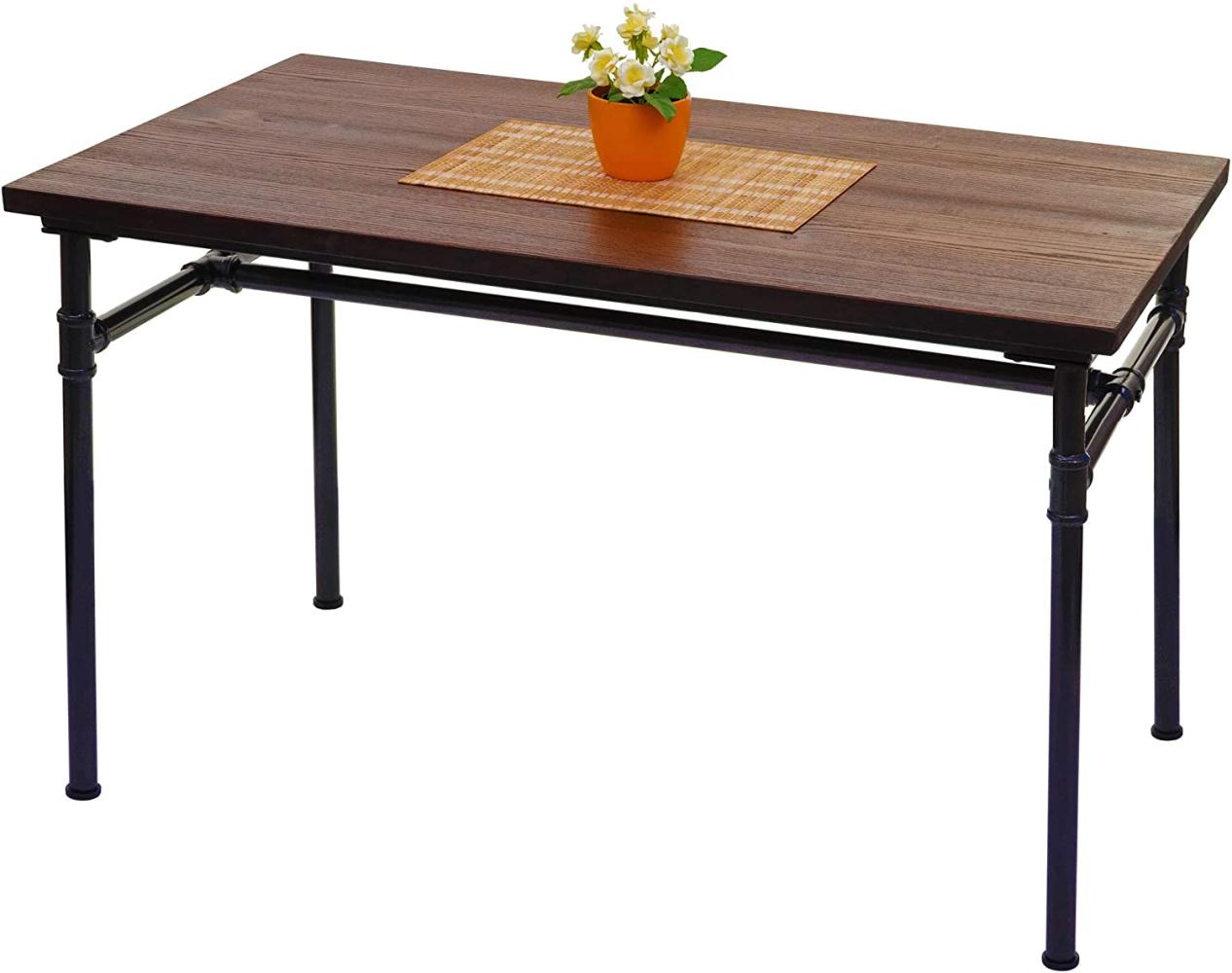 Esstisch HWC-H10b, Tisch Bistrotisch, Metall Ulme Holz Industrial Gastronomie MVG schwarz-braun 120x70cm Bild 1