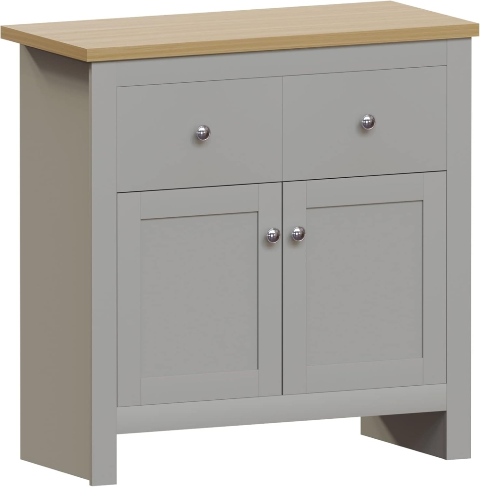 Vida Designs Arlington Sideboard mit 2 Schubladen und 2 Türen Schrank Anrichte Aufbewahrung MDF Möbel Grau Bild 1