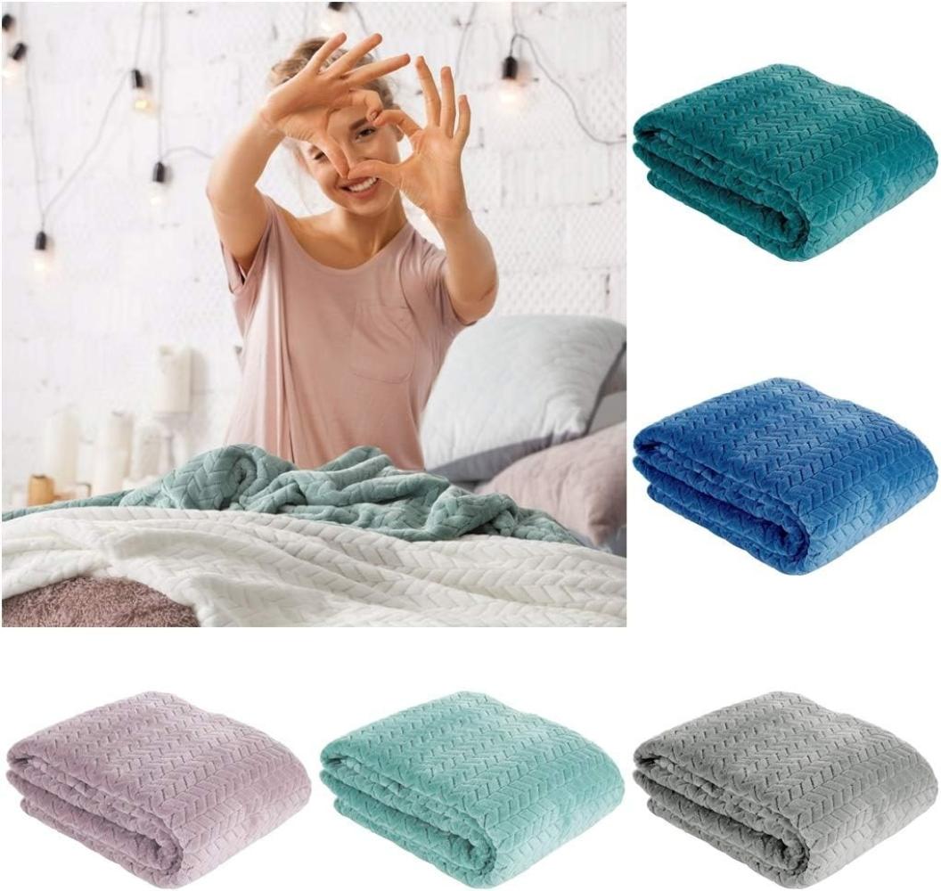 Wohndecke Kuscheldecke Decke MICROFASER Sofadecke Tagesdecke CINDY 170x210 silber Bild 1