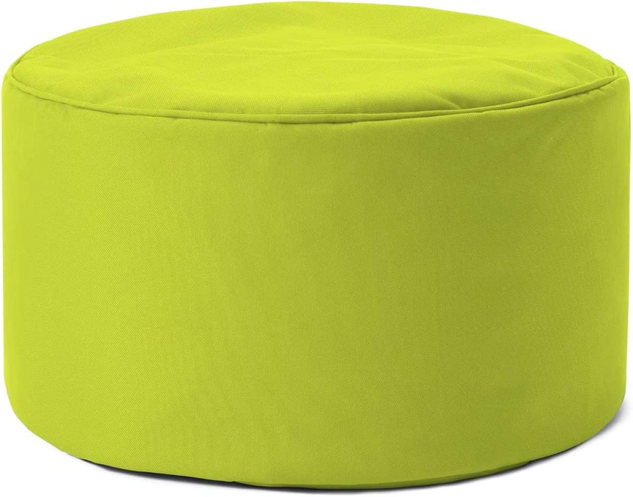 Lumaland Indoor Outdoor Sitzhocker 25 x 45 cm - Wasserabweisend - Pflegeleicht -Runder Sitzpouf, Sitzsack Hocker, Sitzkissen, Bean Bag Pouf - ideal für Kinder und Erwachsene - Apfelgrün Bild 1