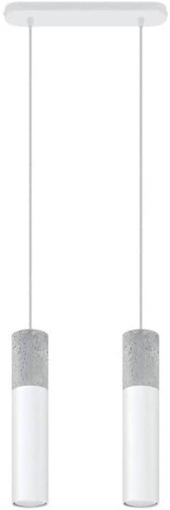 Pendelleuchte, Stahl weiß, Beton grau, 2-flammig, H 100cm Bild 1