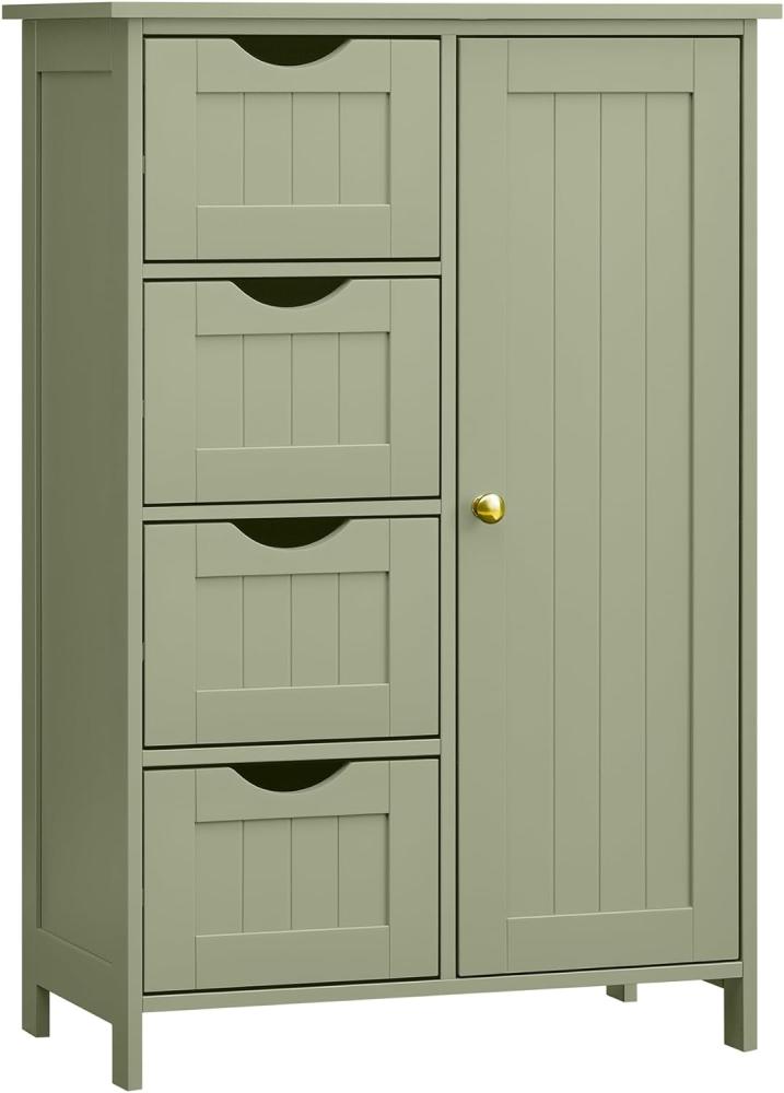 Vasagle Badezimmerschrank mit 4 Schubladen und verstellbarer Ablage, MDF waldgrün, 82 x 30 x 55 cm Bild 1