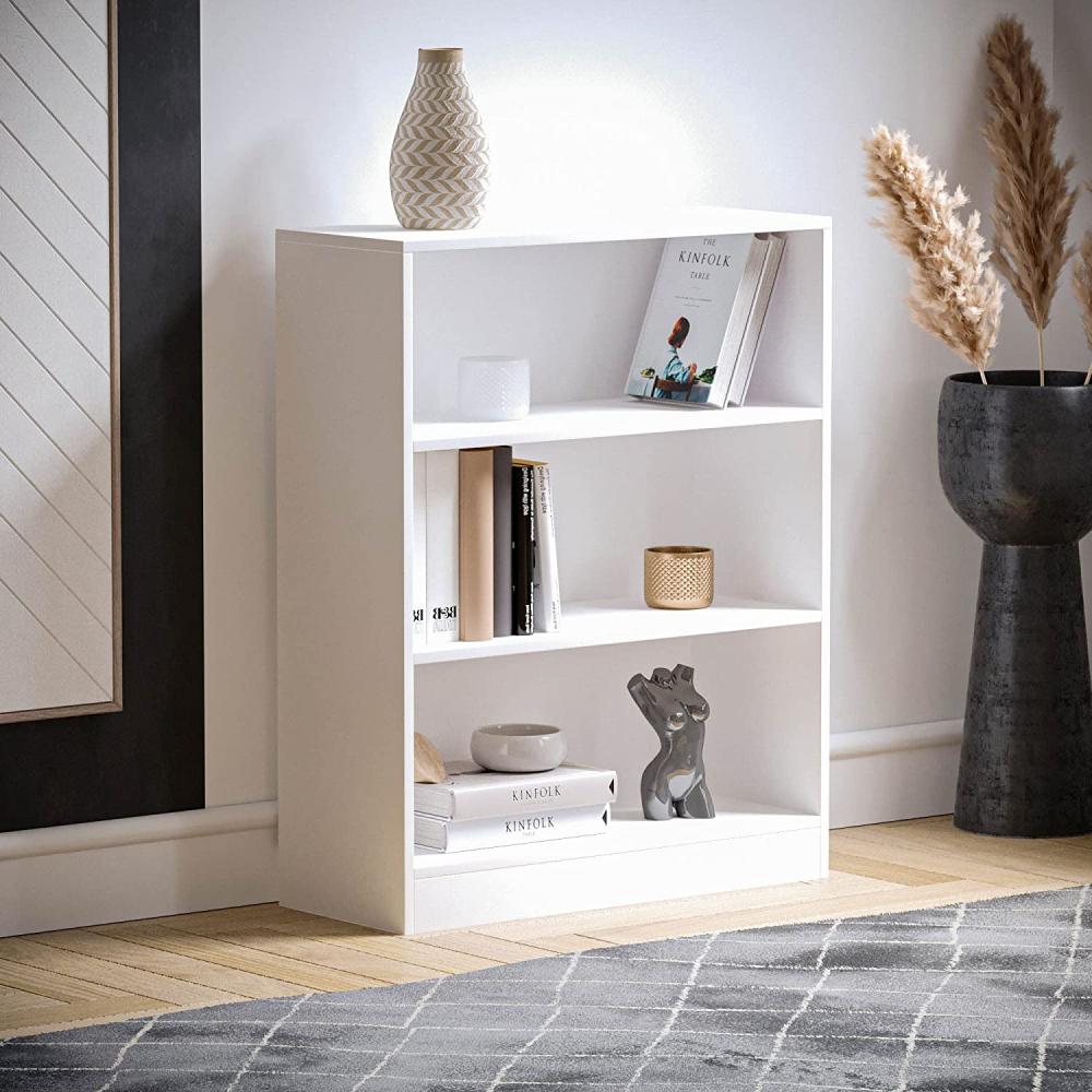 Vida Designs Cambridge Bücherregal mit 3 Ebenen, niedrig, weiß, Holz-Regaleinheit für Büro, Wohnzimmermöbel, 75 x 60 x 24 cm Bild 1