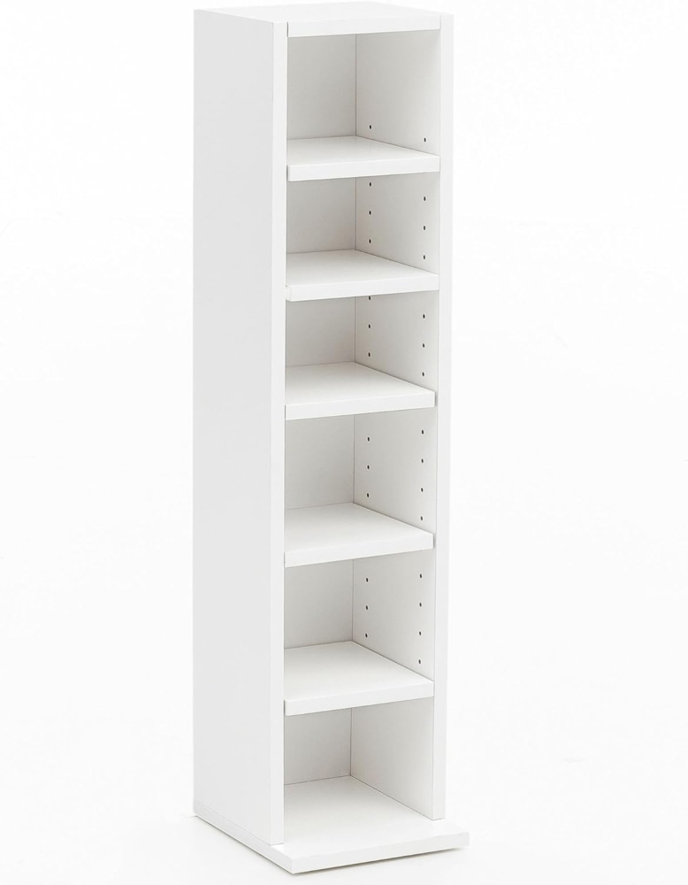 Standregal, Bücherregal mit 6 Fächern, weiß, 21 x 91 x 25,5 cm Bild 1