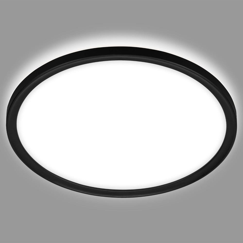 BRILONER Leuchten – LED Bad Deckenleuchte mit Backlight, IP44 LED Badezimmerlampe, ultraflach, neutralweißes Licht, Schwarz, 290x35 mm (DxH) Bild 1