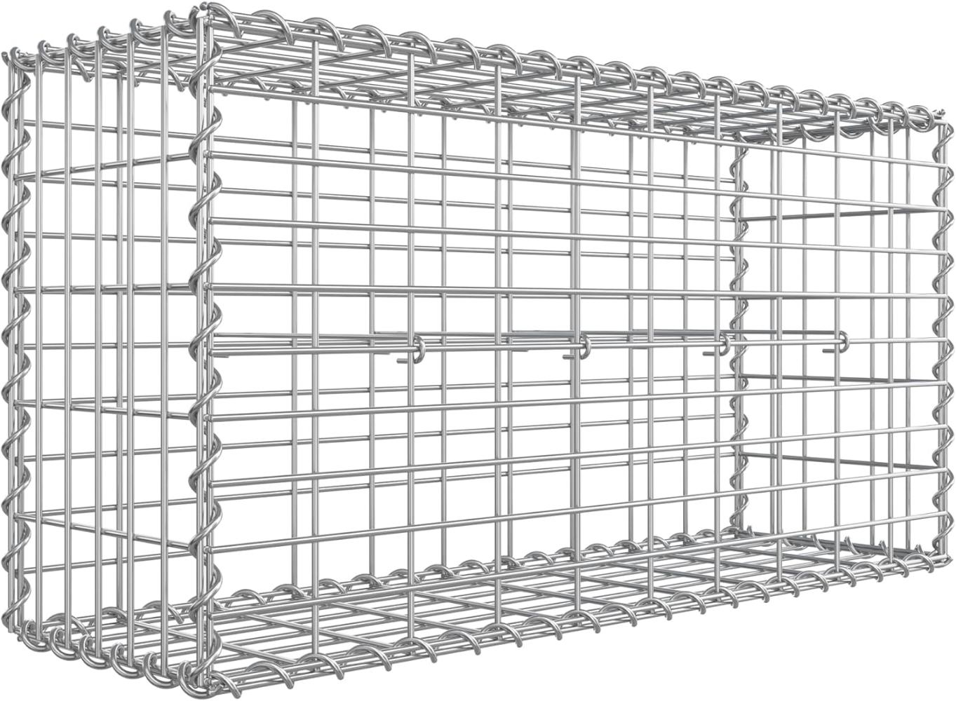 Gabionenkorb,100 x 50 x 30 cm, Metall-Steinkorb mit 5 x 10 cm Maschenweite für Mauersteine, verzinkt, Steingabione Mauer,silber GGB153 Bild 1