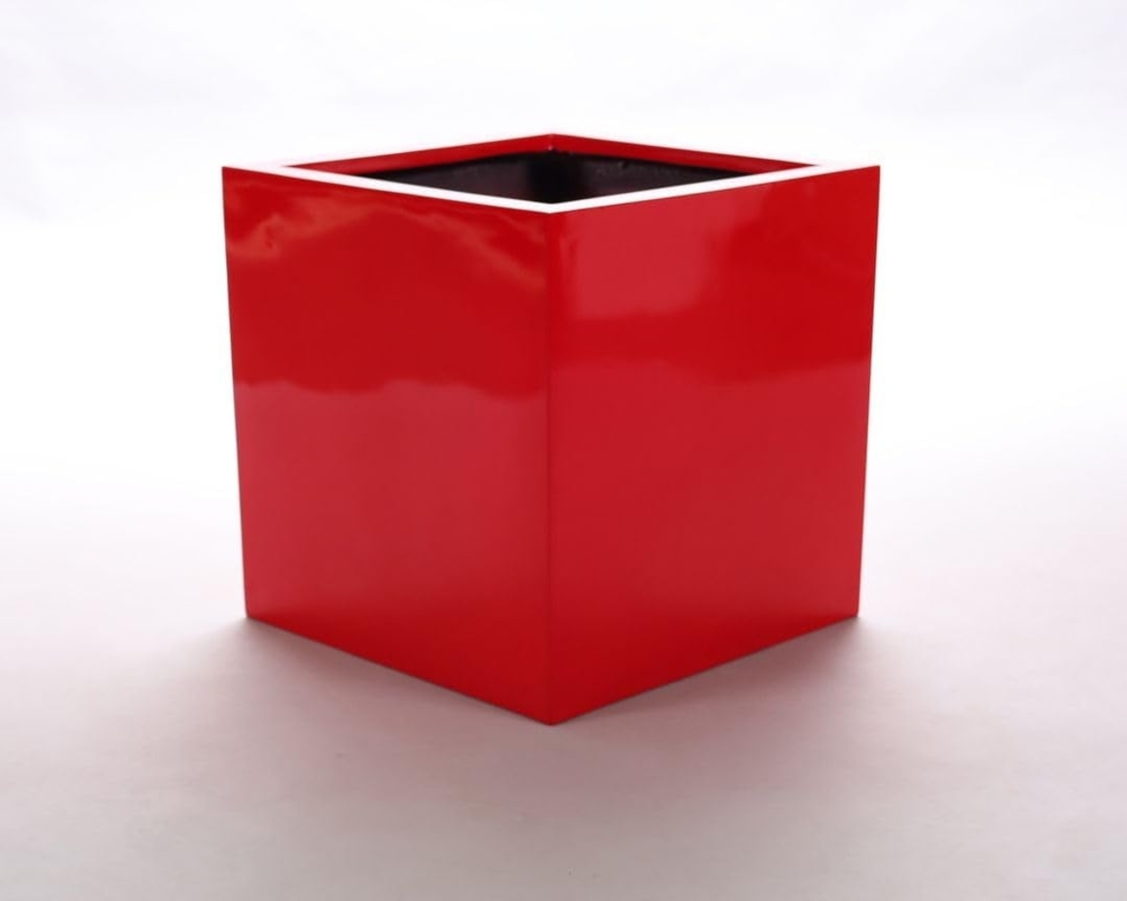 Pflanzkübel Blumenkübel Blumentopf Fiberglas Quadrat LxBxH 38 x 38 x 38 cm hochglanz rot. Bild 1