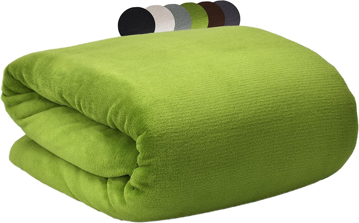 Beautissu Aurelia Corall Fleece Decke Grün, 240x220 cm Bild 1