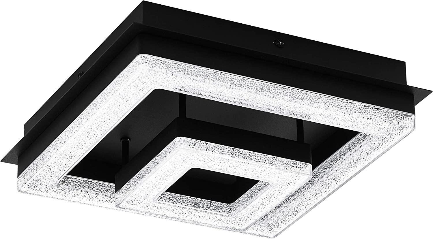 Eglo 99327 Deckenleuchte FRADELO 1 LED 12W Stahl, Kunststoff schwarz, Kristall klar L:26cm B:26cm H:8,5cm 3000K Bild 1