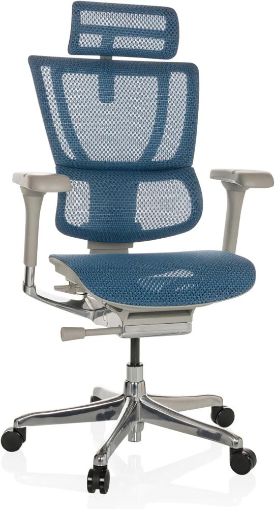 hjh OFFICE Bürostuhl ERGOHUMAN Slim I G Netz ergonomischer Bürosessel mit Flexibler Lordosenstütze, Blau, 652297 Bild 1