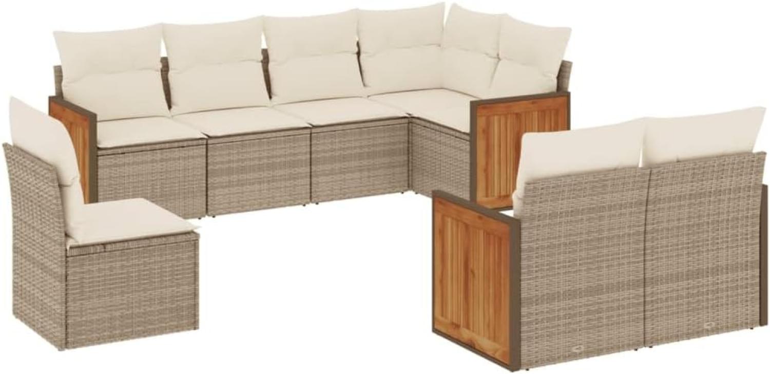 vidaXL 8-tlg. Garten-Sofagarnitur mit Kissen Beige Poly Rattan 3260245 Bild 1
